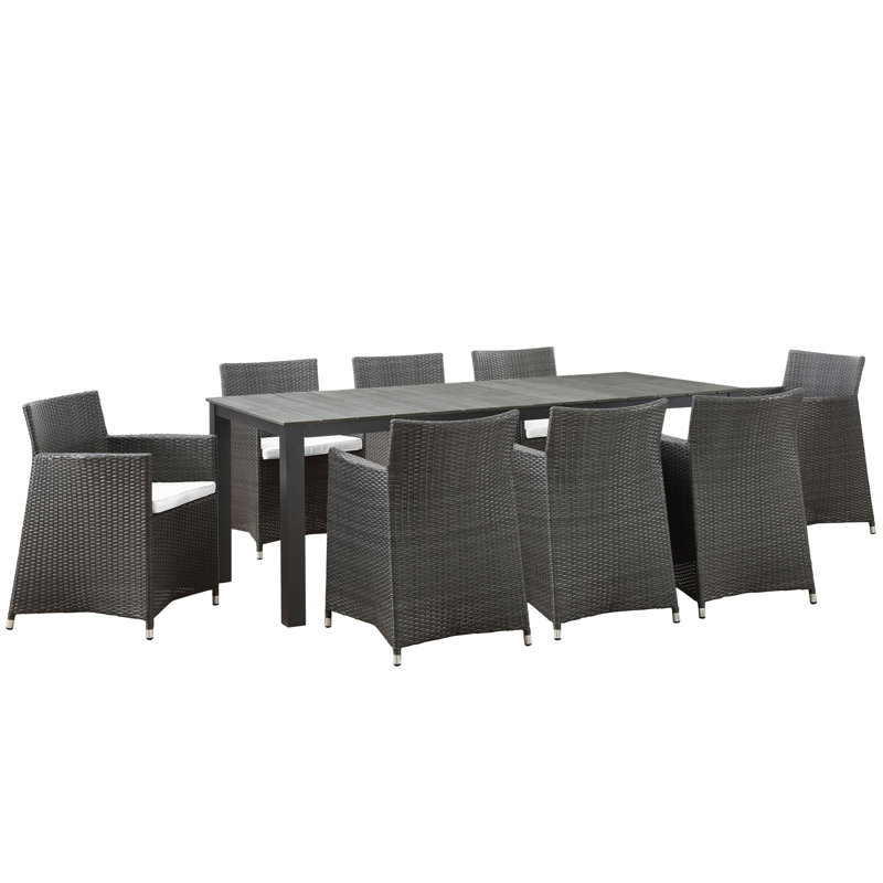 Ensemble repas d'extérieur 9 pièces Modway Junction, Brun et blanc