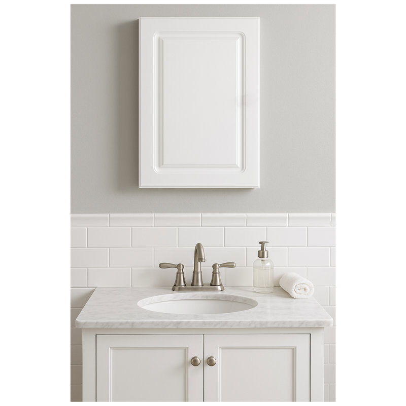 Armoire à pharmacie à porte simple sans cadre avec 2 tablettes fixes Adajah, Blanc