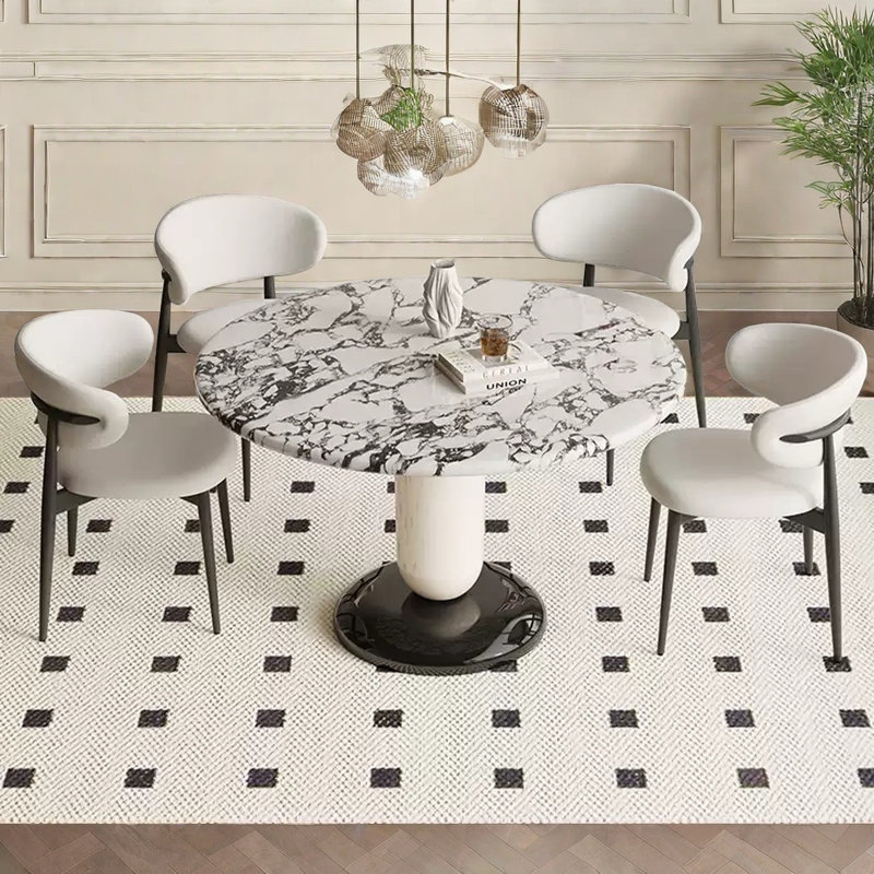 Ensemble de table de salle à manger Modern, H 29,5 po x L 51,2 po x l 51,2 po, 7 pièces : table, 6 chaises