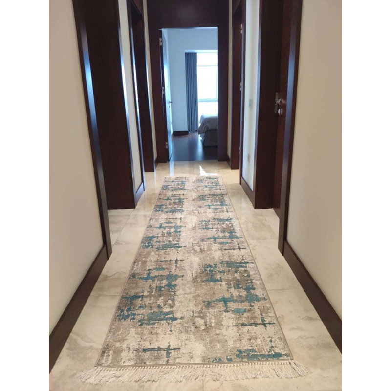 Tapis Maryemma avec envers antidérapant, Tapis de couloir 3 pi 3 po x 9 pi 10 po