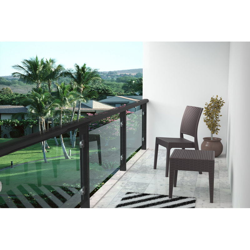 Tomosuke Stacking Patio Dining Side Chair, Brown