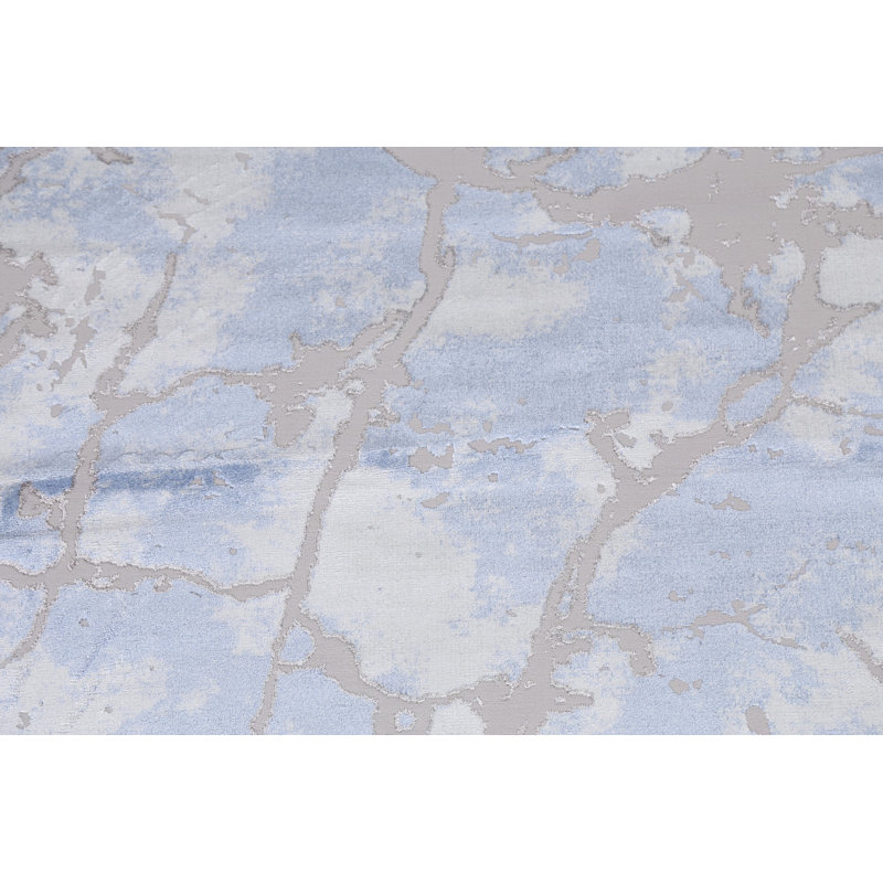 Tapis oriental turc abstrait bleu 2X3, Rectangle 7 pi 10 po x 9 pi 10 po