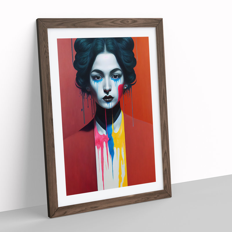 Painted Woman No.3 Abstract - Wall Art, 34cm H x 25cm W, Walnut Framed