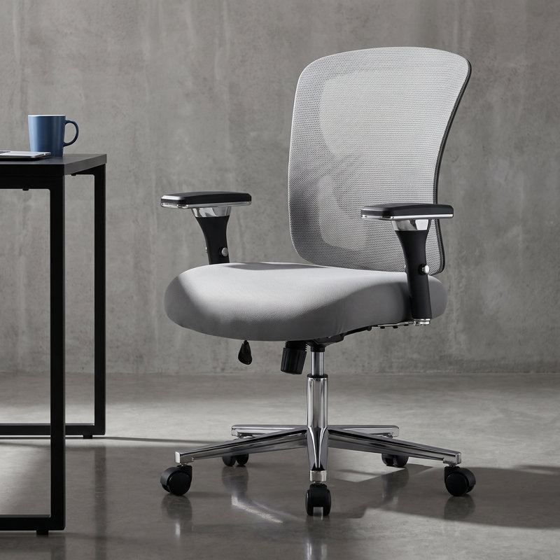 Grande et haute chaise de bureau ergonomique en filet avec support lombaire réglable, Grey