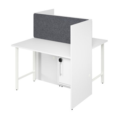 Bush Business Furniture Hustle 2 Person Office Cubicle Desk With Storage And Tackboard