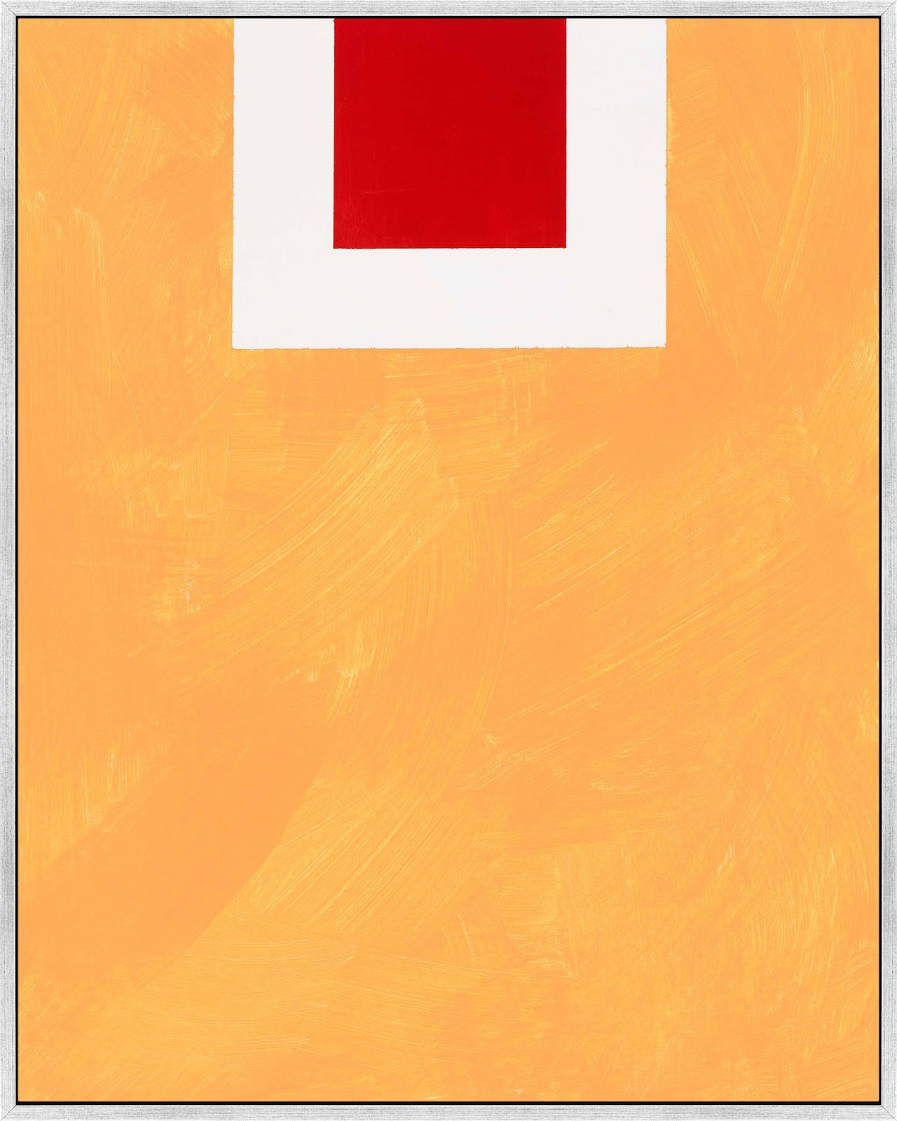 Square Sunrise Print by Robert Kamnatnik, 38" H x 30" W x 1.38" D, Silver Framed Canvas