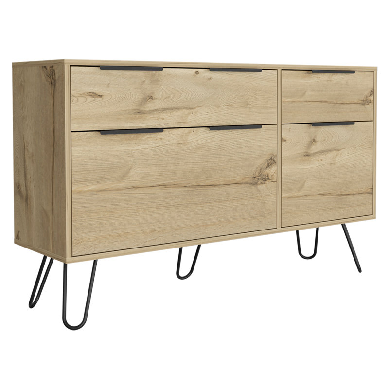 Commode double 47 po à quatre tiroirs Natural