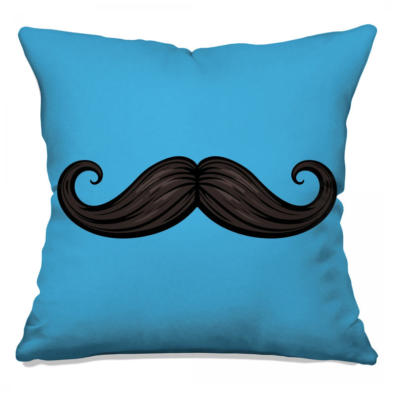 Curled Mustache Double Sided Throw Pillows, 18 x 18 inches