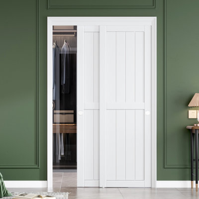 80" White Sliding Closet Doors With Installation Hardware Kit