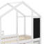 Lit simple avec 2 tiroirs de rangement, lit maison en bois massif avec tableau noir et garde-corps de sécurité