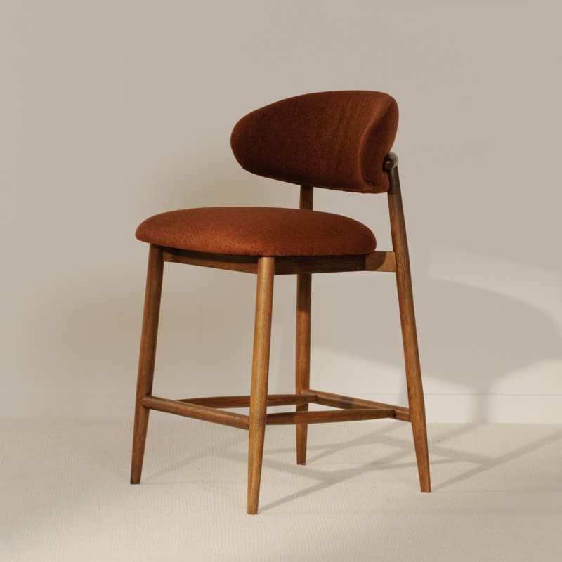 Deloris 26.5" Counter Stool, Rust Performance Chenille