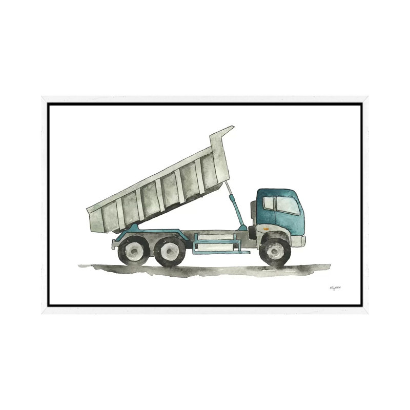 Dump Truck 1 Piece Painting on Canvas, 66.04cm H x 101.6cm W x 3.81cm D, White Framed
