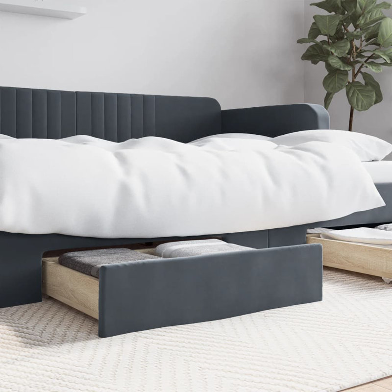 Mikenlee Underbed Storage Drawers, Dark Grey Velvet
