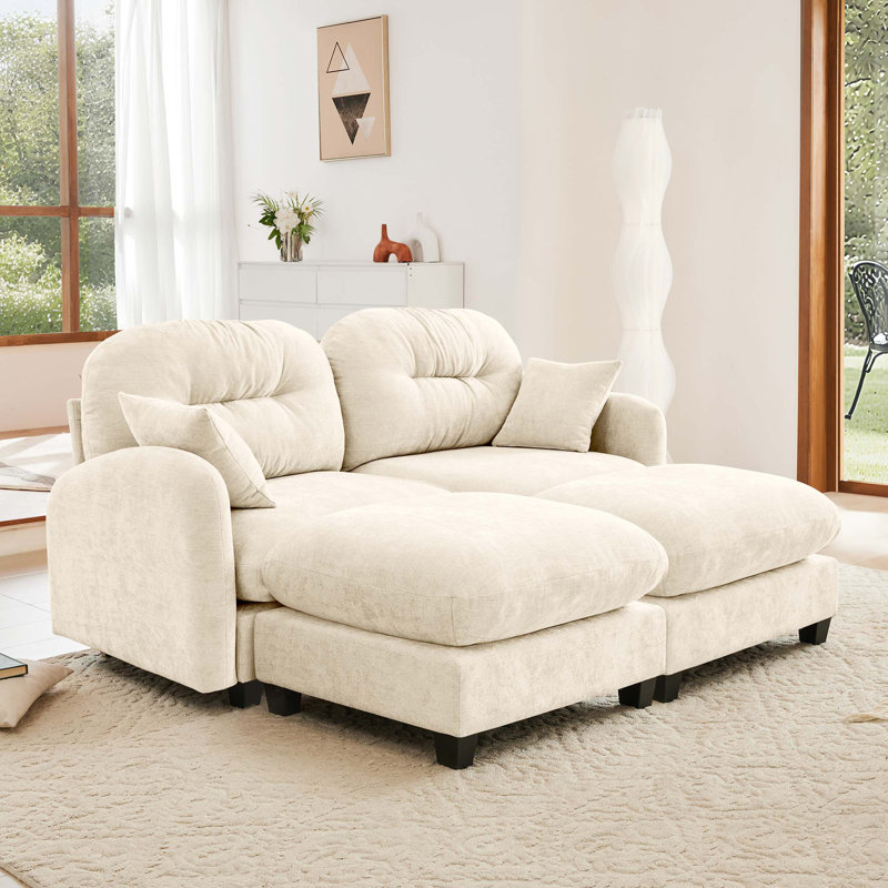 Canapé modulaire Elmsforde avec tissu chenille et dossier capitonné, Symmetrical