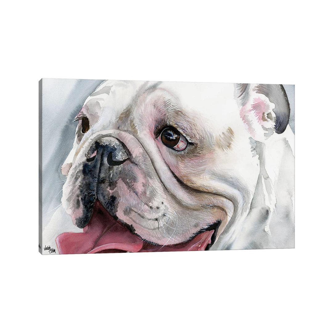 Bull's Eye - English Bulldog by Judith Stein - Wrapped Canvas Painting