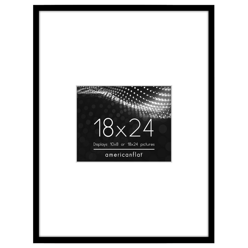 Cadre photo 18 x 24 Americanflat - Utiliser comme cadre 10 x 8 avec passe-partout ou cadre 18 x 24 sans passe-partout - Cadre photo fin avec plexiglas - noir