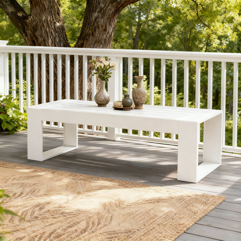 Rectangular Outdoor Coffee Table , 110cm cm W 61cm cm D, Light Grey