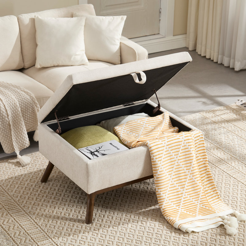 Banc de rangement Mid-Century, Beige