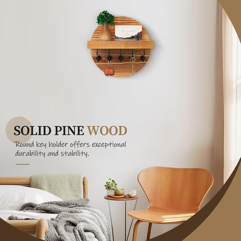 Manufactured Wood Wall Organizer, Brown