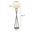 Lampe sur pied géométrique moderne, base croisée noire et dorée et abat-jour en tissu