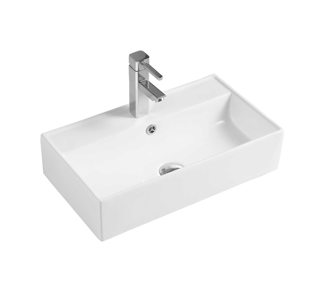 Alto 550x295mm Rectangular Ceramic Bathroom Sink and Overflow
