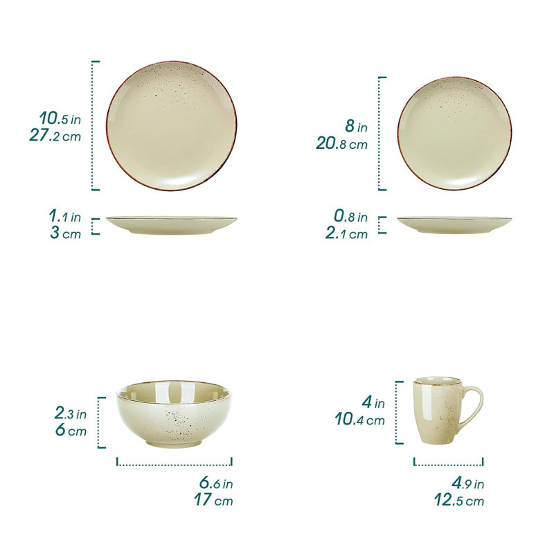 Stoneware Dinnerware - Service for 4, Beige