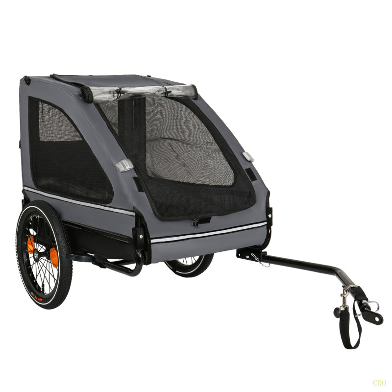 Chariot pour chien avec bicyclette, adapté aux petits et moyens animaux, cadre de chariot pliant facile, roue à dégagement rapide, plancher antidérapant, laisse intérieure