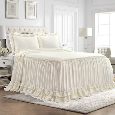 Shabby Elegance Ruffle Lace 3Pc Bedspread Set