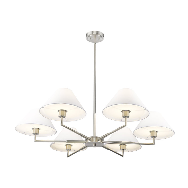 Lustre classique à 6 lumières à abat-jour Ryckman, Nickel brossé