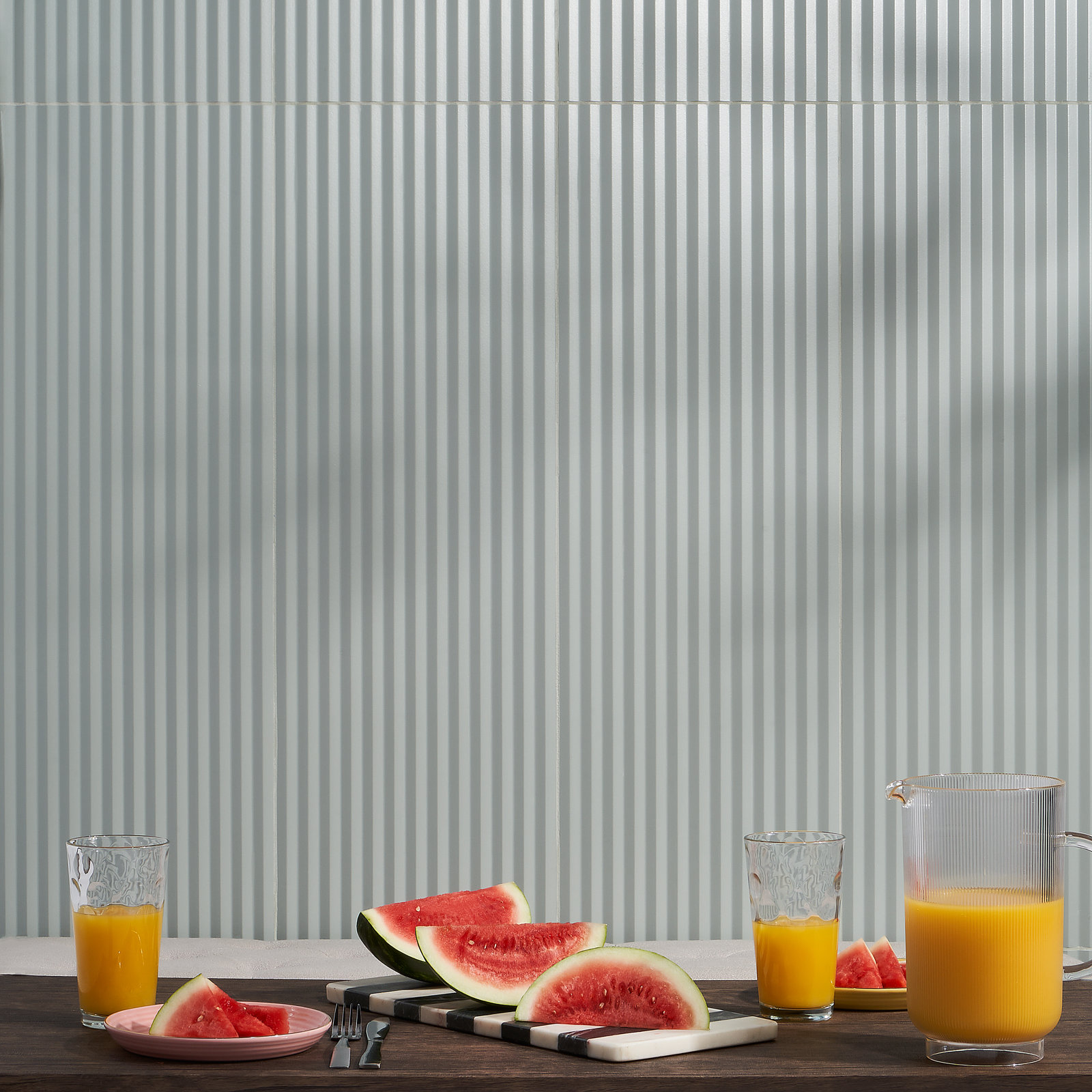 Linear 11" x 35" Ceramic Wall Tile, Aquamarine