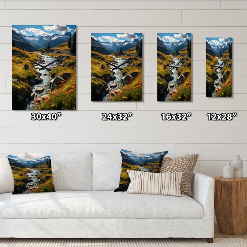 Horloges murales Sunny Day Mountain River Lakehouse Charm II - Lakes & Rivers, Grand