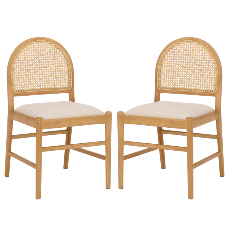 Laylie Leather Upholstered Dining Chair, Natural Boucle, Medium Oak