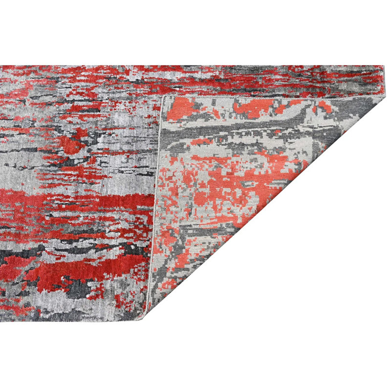 Abstract Area Rug in Red/Gray, Rectangle 8' x 10'