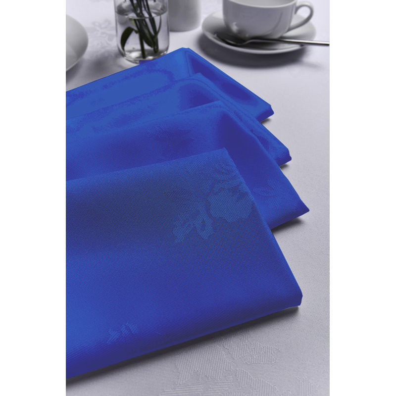 Ishaan Polyester Floral Square Napkin, Royal Blue