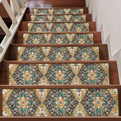 Retro Ethnic 8×30in Non-Slip Stair Treads