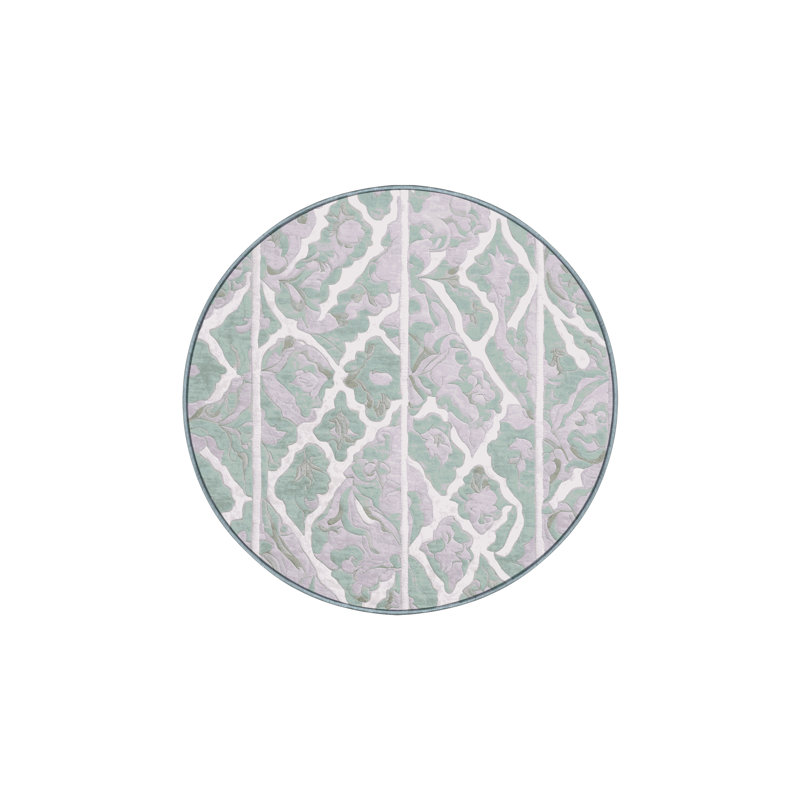 Tapis bleu soyeux et moelleux, Rond 4 pi