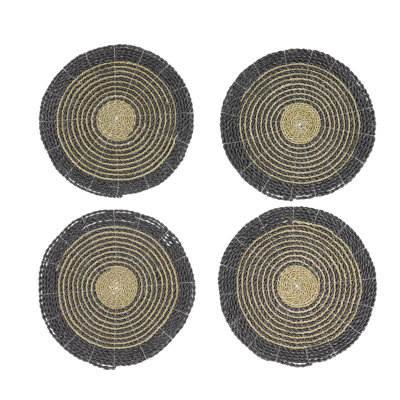 Napperons à rayures grises et naturelles de 15 po x 0,5 po Doonfin | Ensemble de 4