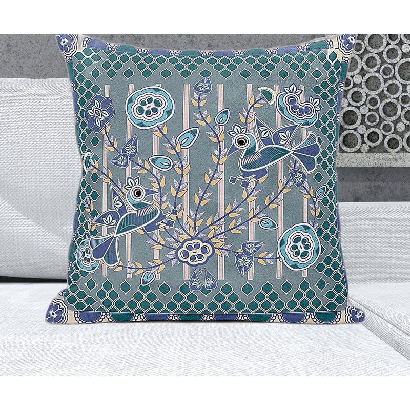 Coussin décoratif d'intérieur pour l'extérieur 26 po x 26 po, Bleu/gris