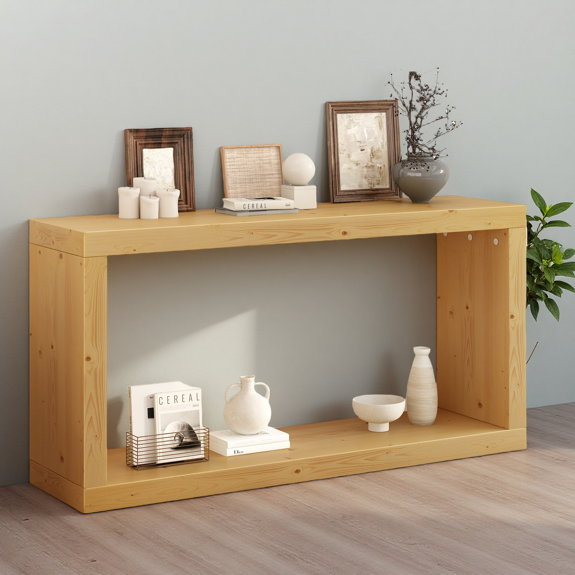 View of Garvee Queen Size Wood Platform Bed Frame- Sturdy Wooden Bed with Slat ...