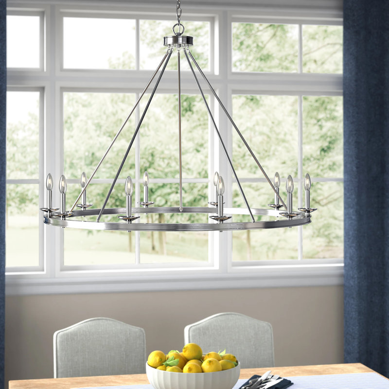 Poynor 10-Light Chandelier, Nickel poli