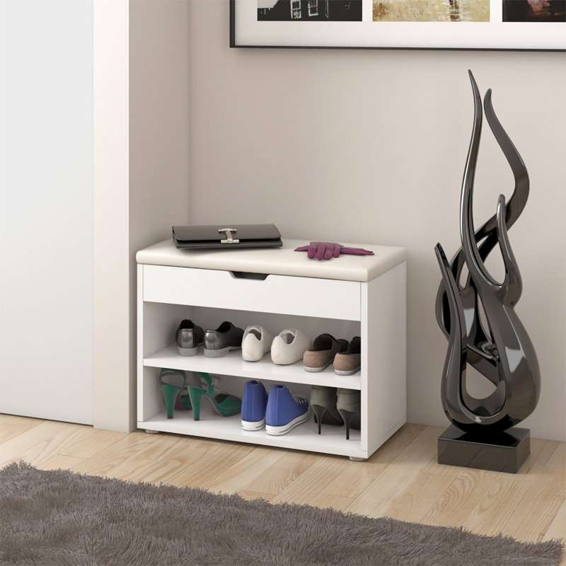Viroqua Upholstered Storage Bench, White, White