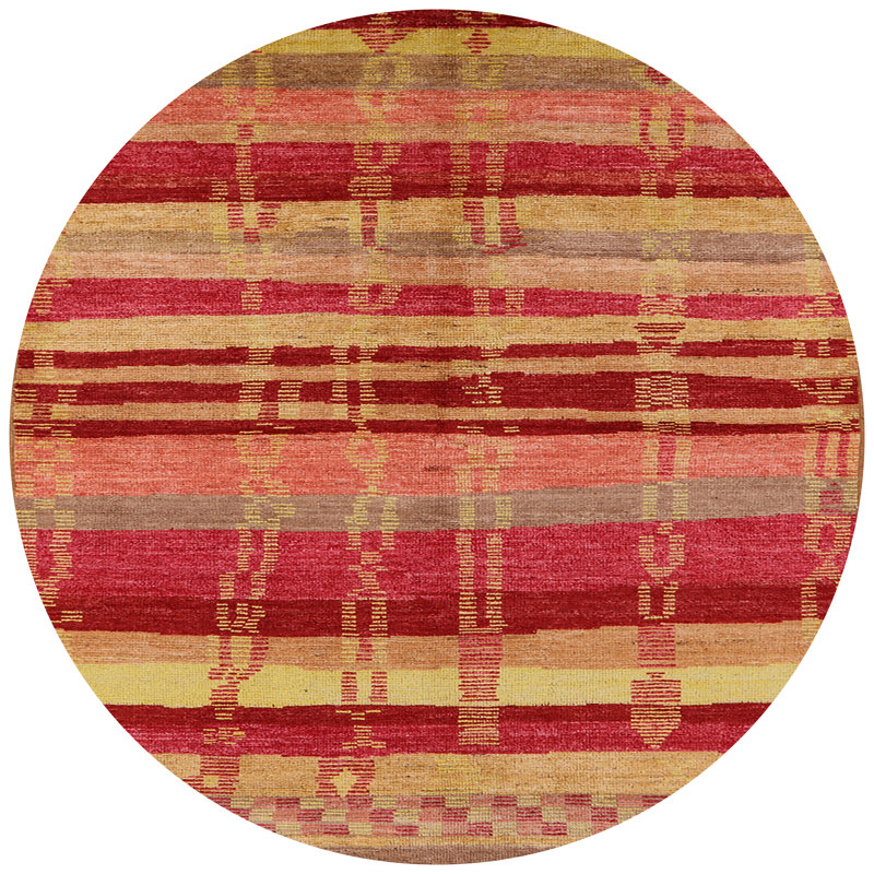 Tapis rose / beige, Rond 5 pi