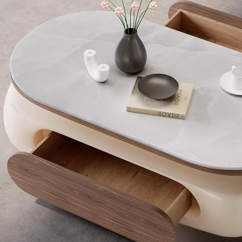 Table basse moderne en pierre micro-cristalline, Beige