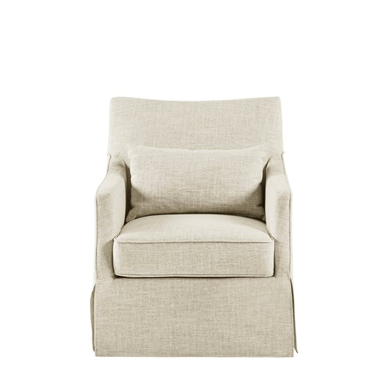 Chaise à jupe beige avec cadre en mousse haute et contreplaqué pour les espaces de vie
