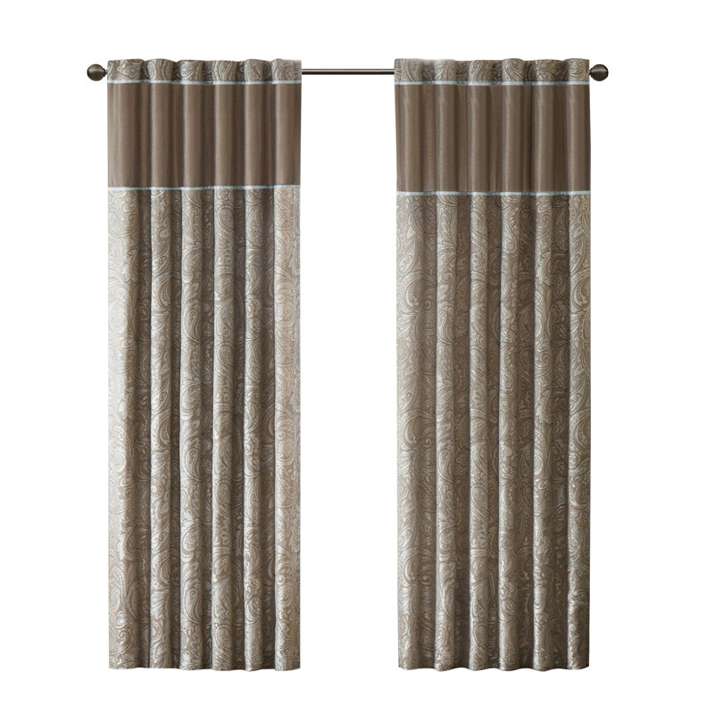 Paire de rideaux en jacquard Thornton, Bleu, L 10,24 po x H 9,45 po