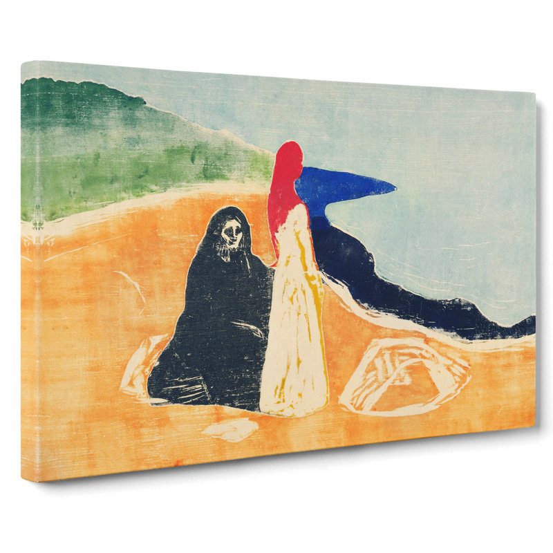 Two Women On The Shore Vol.1 by Edvard Munch - Wrapped Canvas Painting, 35cm H x 50cm W x 3cm D