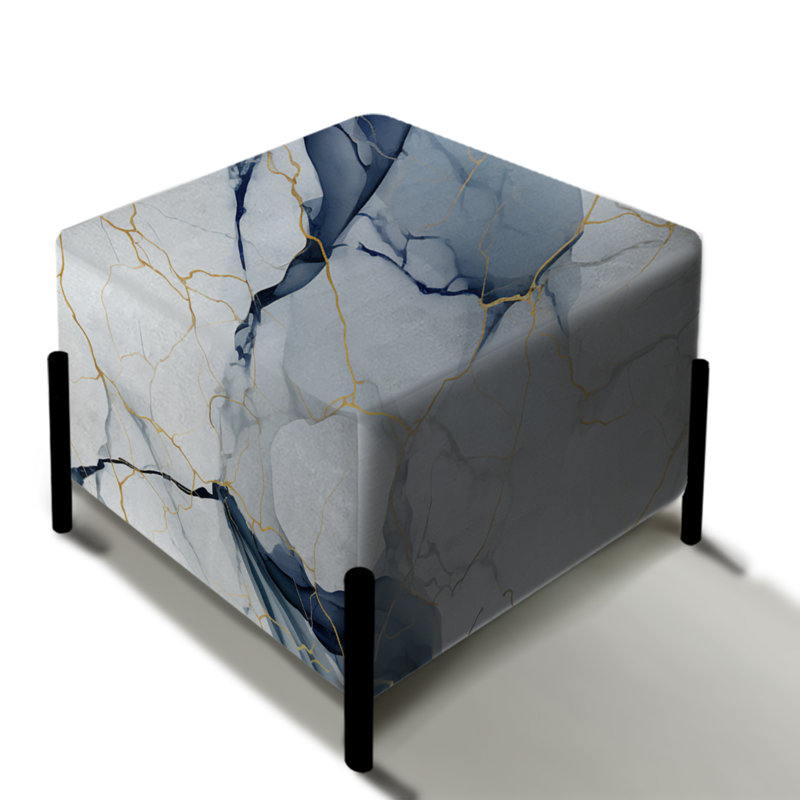 Blanc et gris Marble Harmony Motif - Repose-pieds carré en marbre