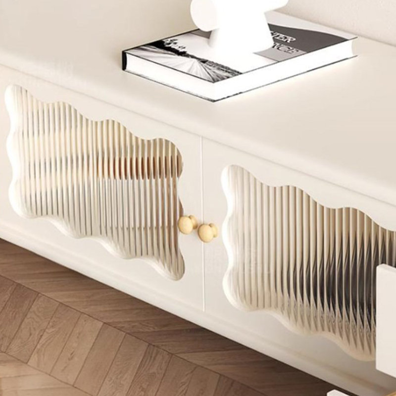 Meuble télé en bois massif de style crème