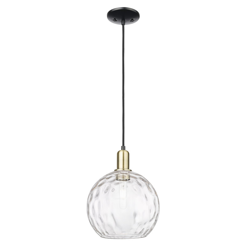 Mini-luminaire suspendu 1 lumière Arcadia, Laiton antique noir, H 8,75 po x l 10 po x P 10 po