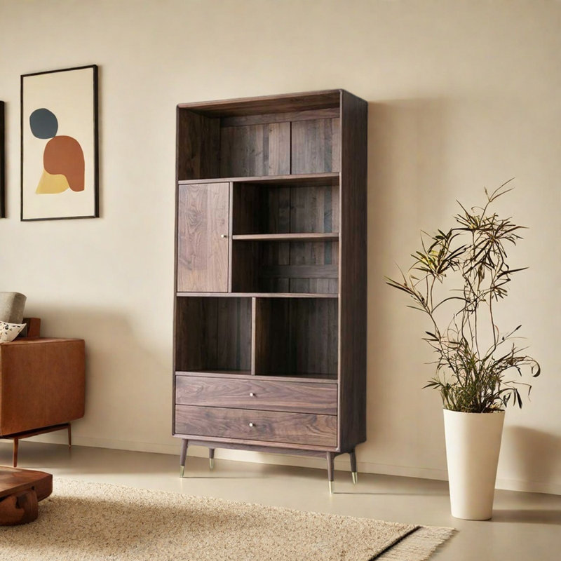 Bibliothèque de rangement en bois massif de style européen